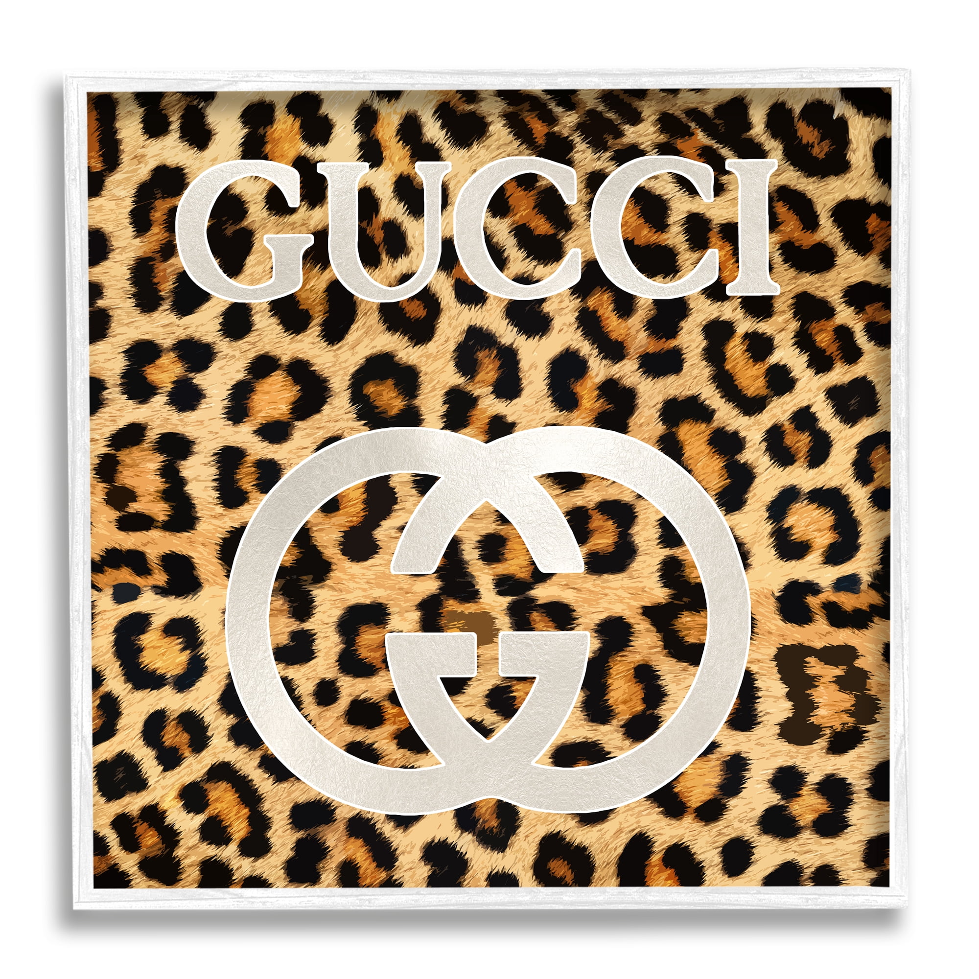 Stupell Industries Trendy Glam Leopard Spots Beauty & Fashion Painting White Framed Art Print Wall Art, 17 x 17