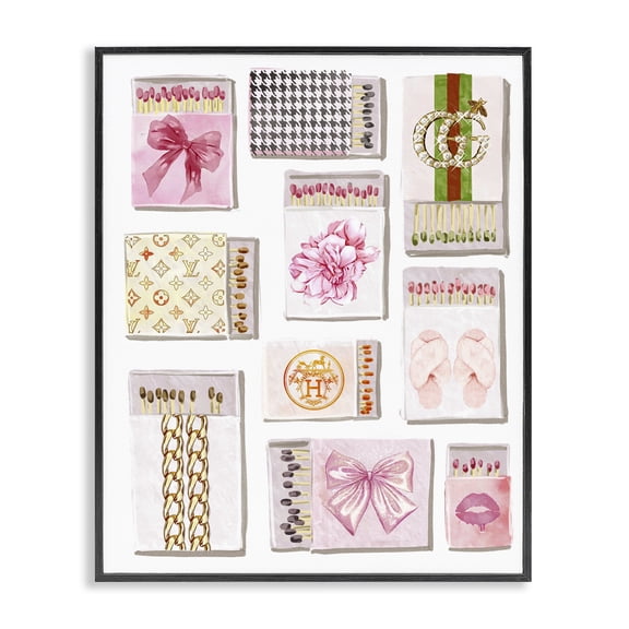 Stupell Industries Trendy Glam Match Boxes Black Framed Giclee Art design by Ziwei Li, 14 x 11