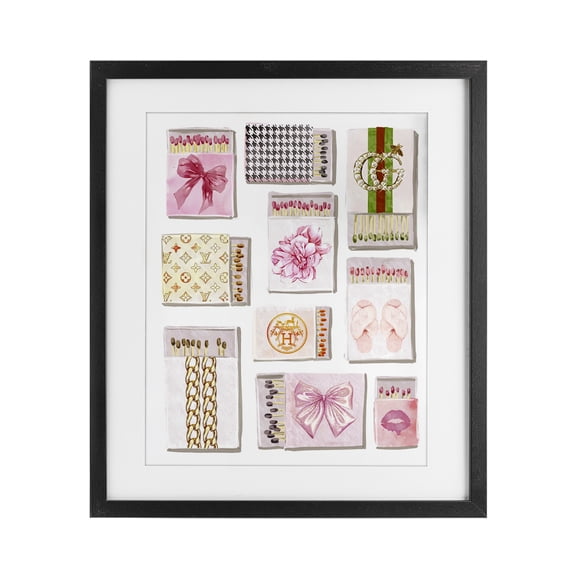 Stupell Industries Trendy Glam Match Boxes Black Framed Print Under Glass design by Ziwei Li, 16 x 13