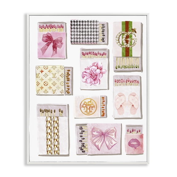Stupell Industries Trendy Glam Match Boxes White Framed Giclee Art design by Ziwei Li, 14 x 11