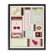 Stupell Industries Trendy Glam Matchboxes Fashion Painting Black Floater Framed Canvas Art Print Wall Art, 17 x 21