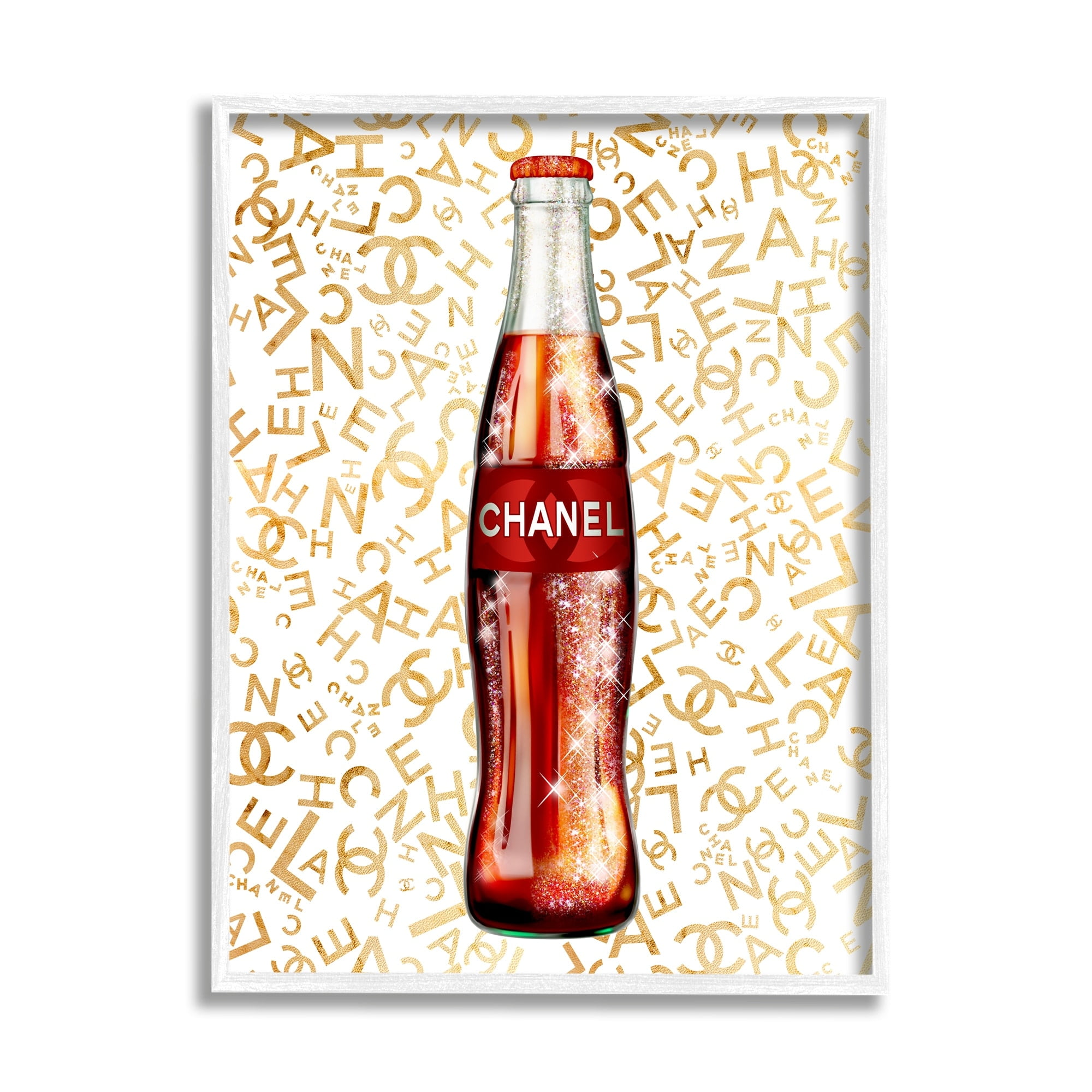 Stupell Industries Trendy Glam Pattern Vintage Style Soda Bottle Graphic Art White Framed Art Print Wall Art, Design by Ziwei Li