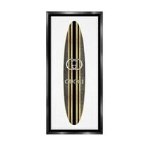 Stupell Industries Trendy Glam Surfboard Nature Painting Black Floater Framed Canvas Art Print Wall Art, 11 x 25