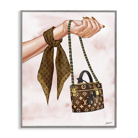Stupell Industries Trendy Handbag on Wrist Fashion Painting Gray Framed Art Print Wall Art, 16 x 20