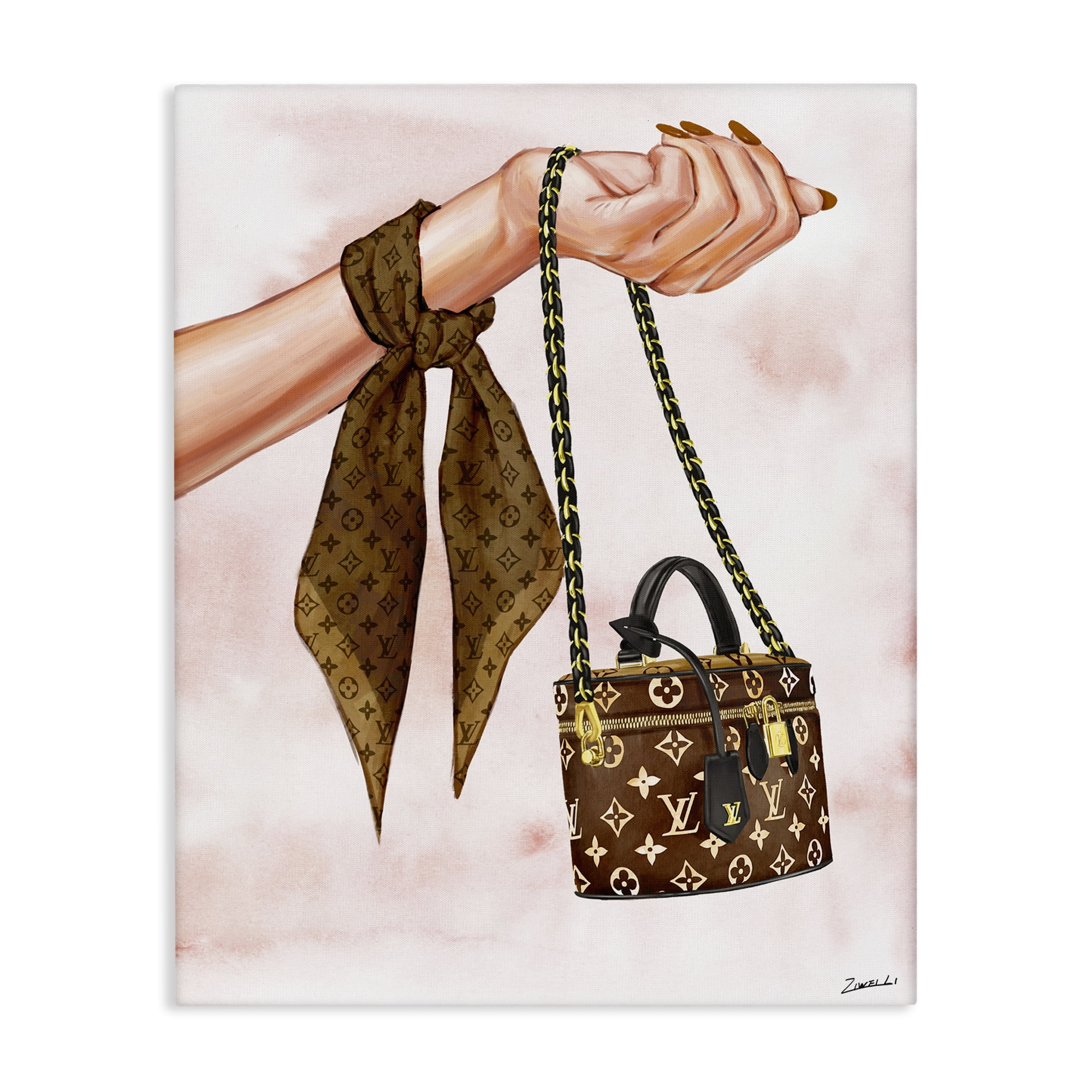 Stupell Industries Trendy Handbag on Wrist Fashion Painting Wrapped Canvas Art Print Wall Art, 36 x 48