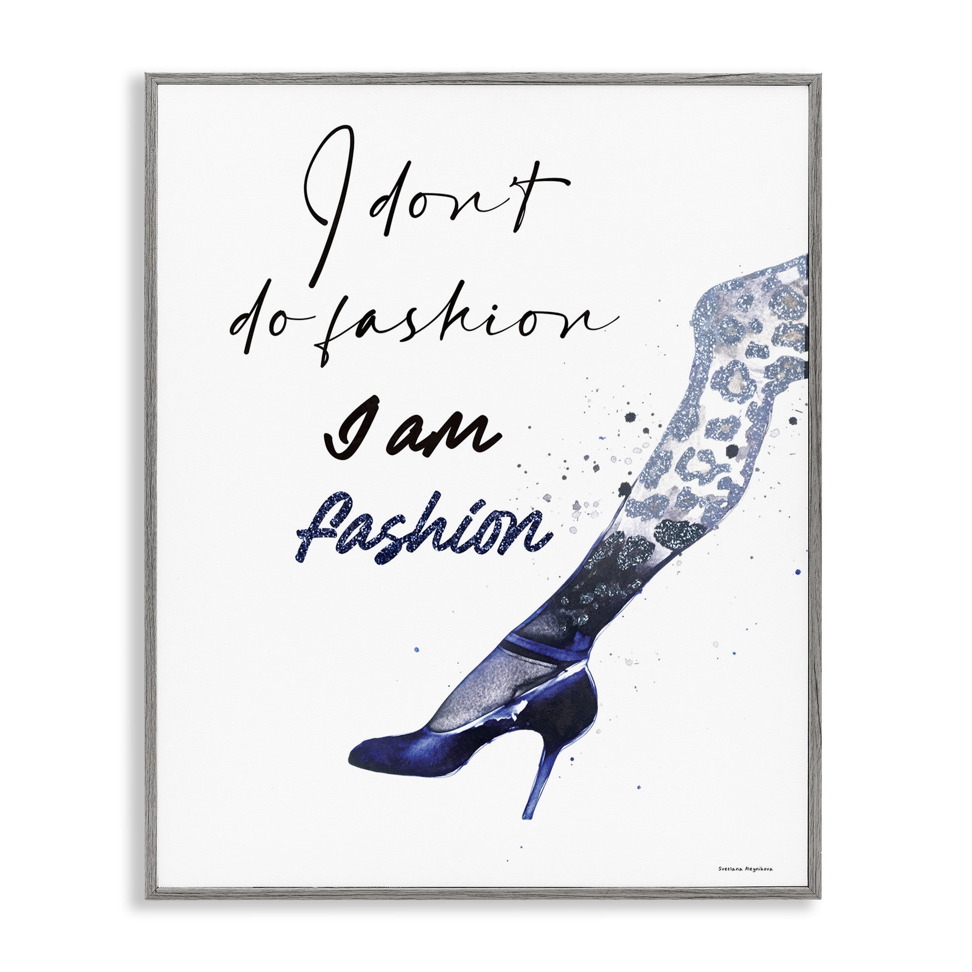 Stupell Industries Trendy I Am Fashion Gray Framed Giclee Art, design by Svetlana Aleynikova