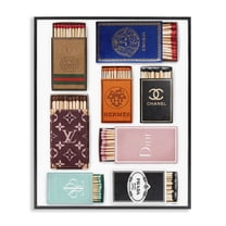 Stupell Industries Trendy & Iconic Matchboxes Fashion Painting Black Framed Art Print Wall Art, 11 x 14