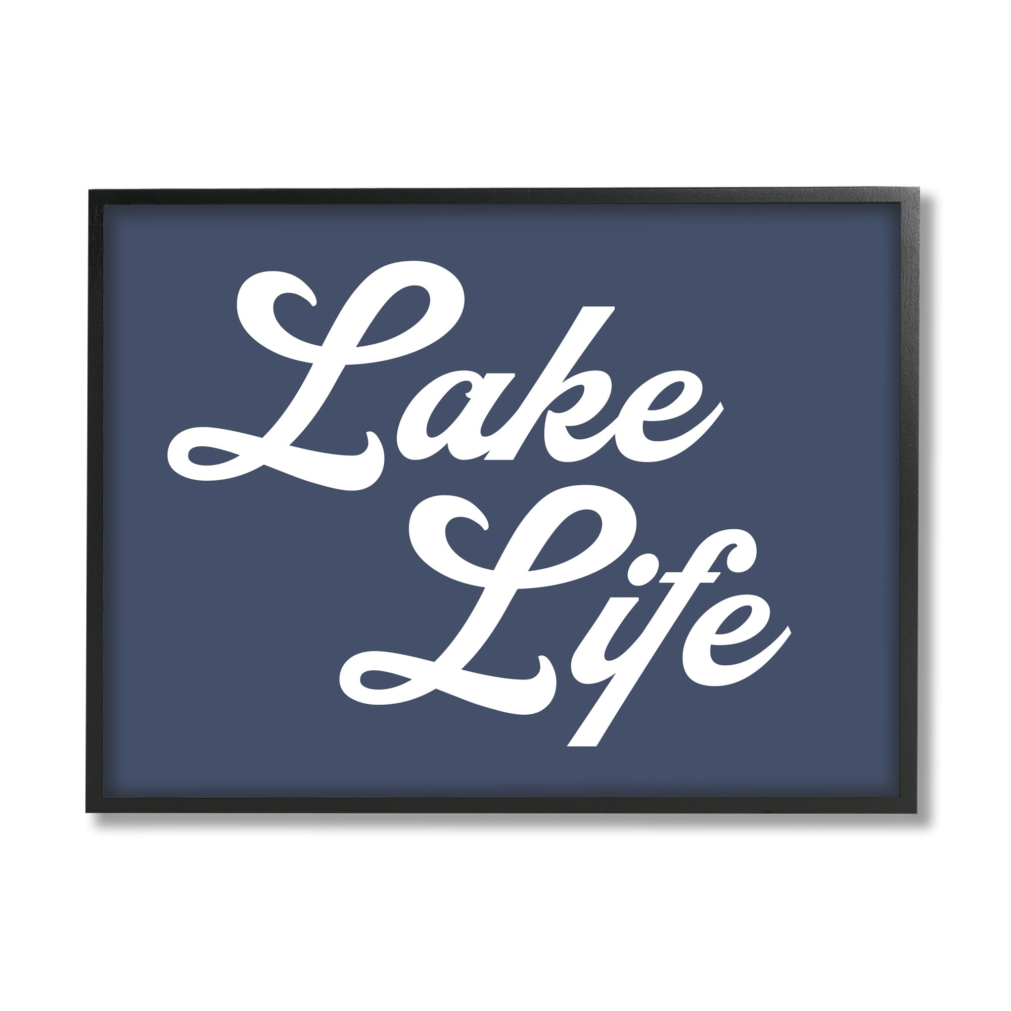 Stupell Industries Trendy Lake Life Phrase Solid Blue Sign,30 x 24, Design by Daphne Polselli
