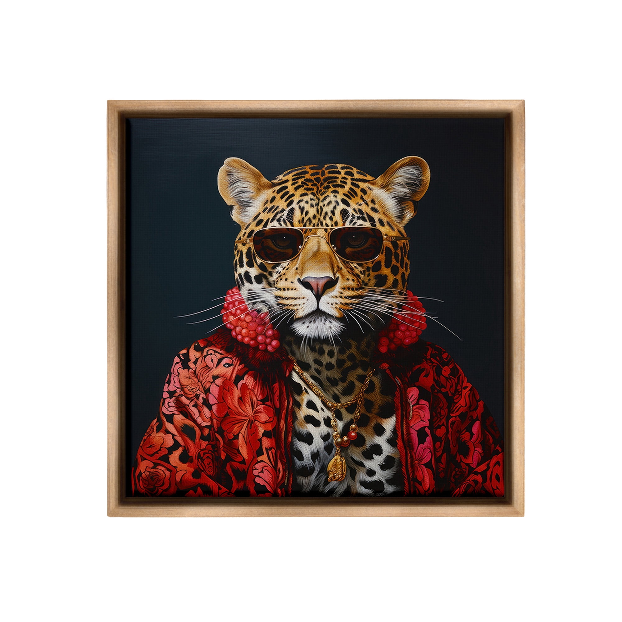 Stupell Industries Trendy Leopard Fashion Animals & Insects Painting Brown Floater Framed Canvas Art Print Wall Art, 25 x 25