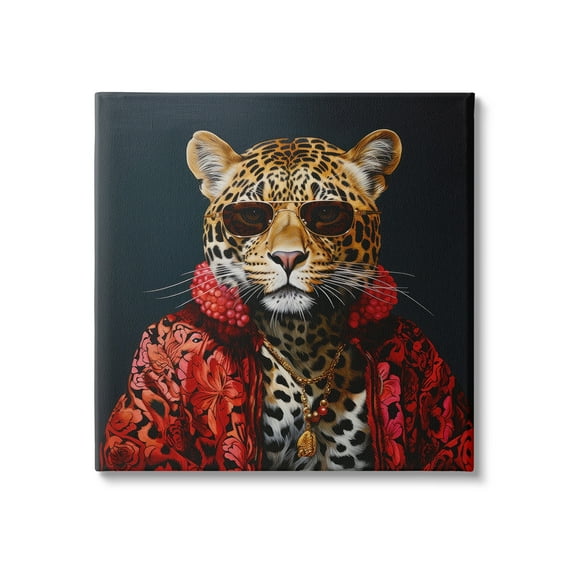 Stupell Industries Trendy Leopard Fashion Animals & Insects Painting Gallery Wrapped Canvas Art Print Wall Art, 17 x 17