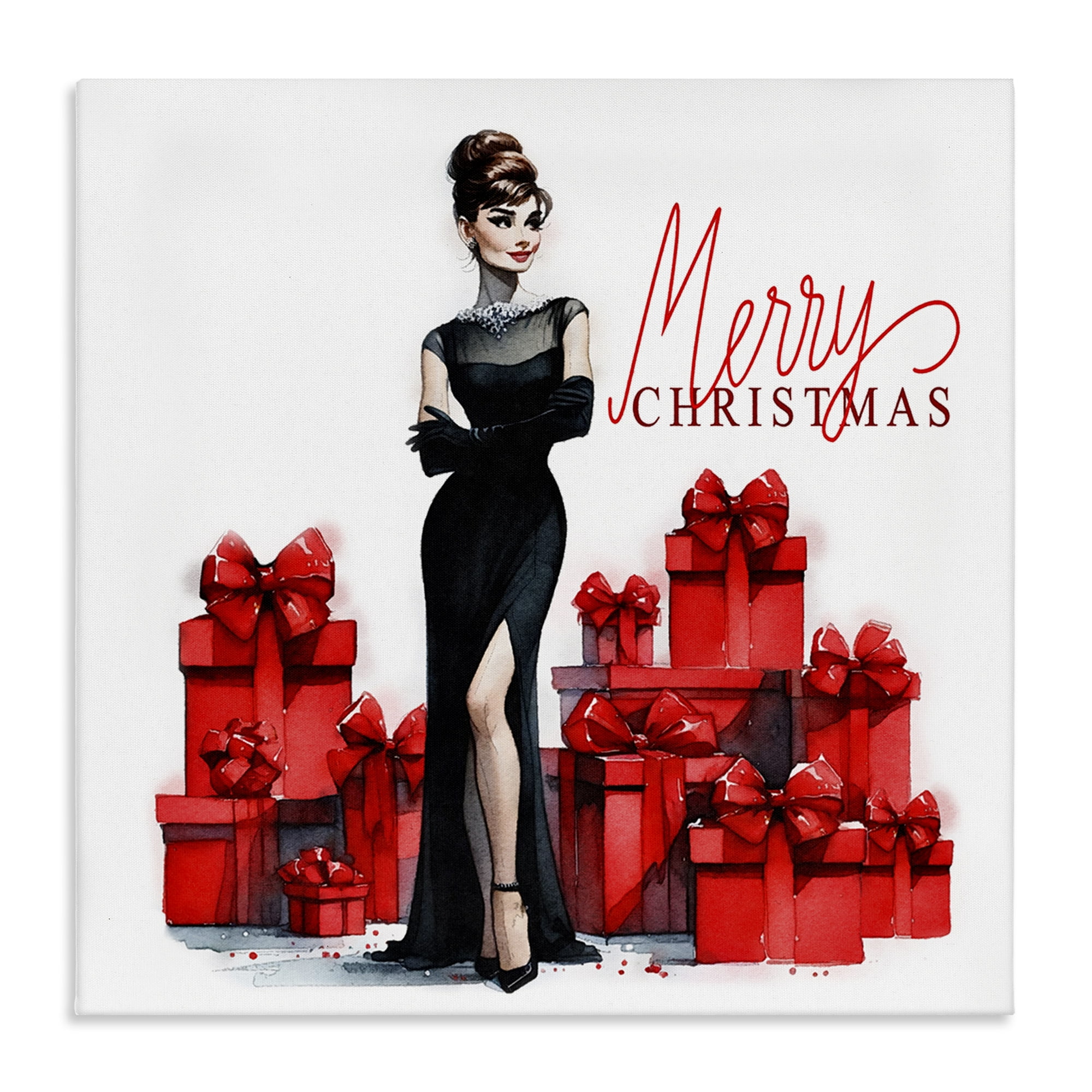 Stupell Industries Trendy Merry Christmas Holiday Painting Gallery Wrapped Canvas Art Prints Wall Art, 36 x 36