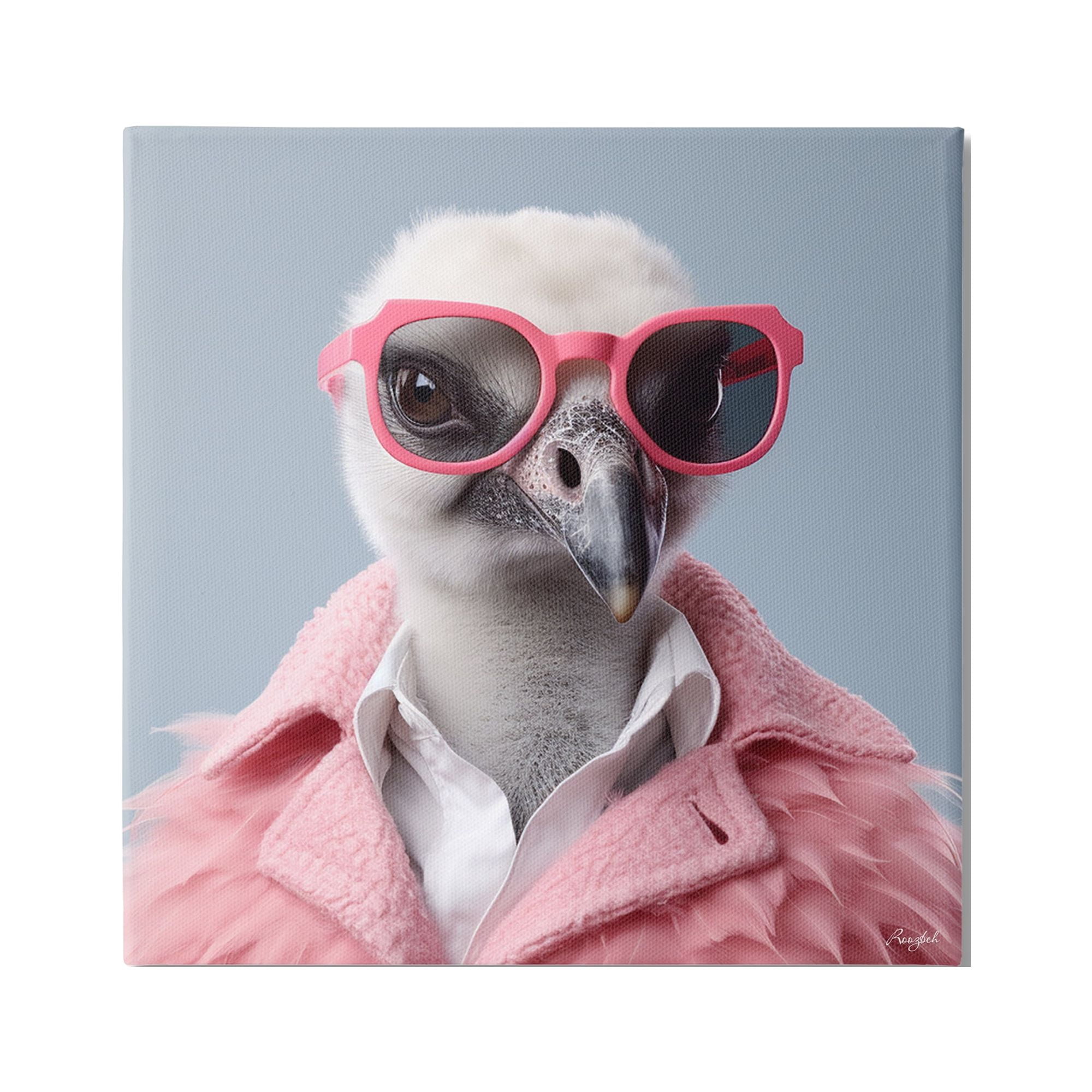 Stupell Industries Trendy Ostrich in Pink Animals & Insects Painting Gallery Wrapped Canvas Art Print Wall Art, 30 x 30