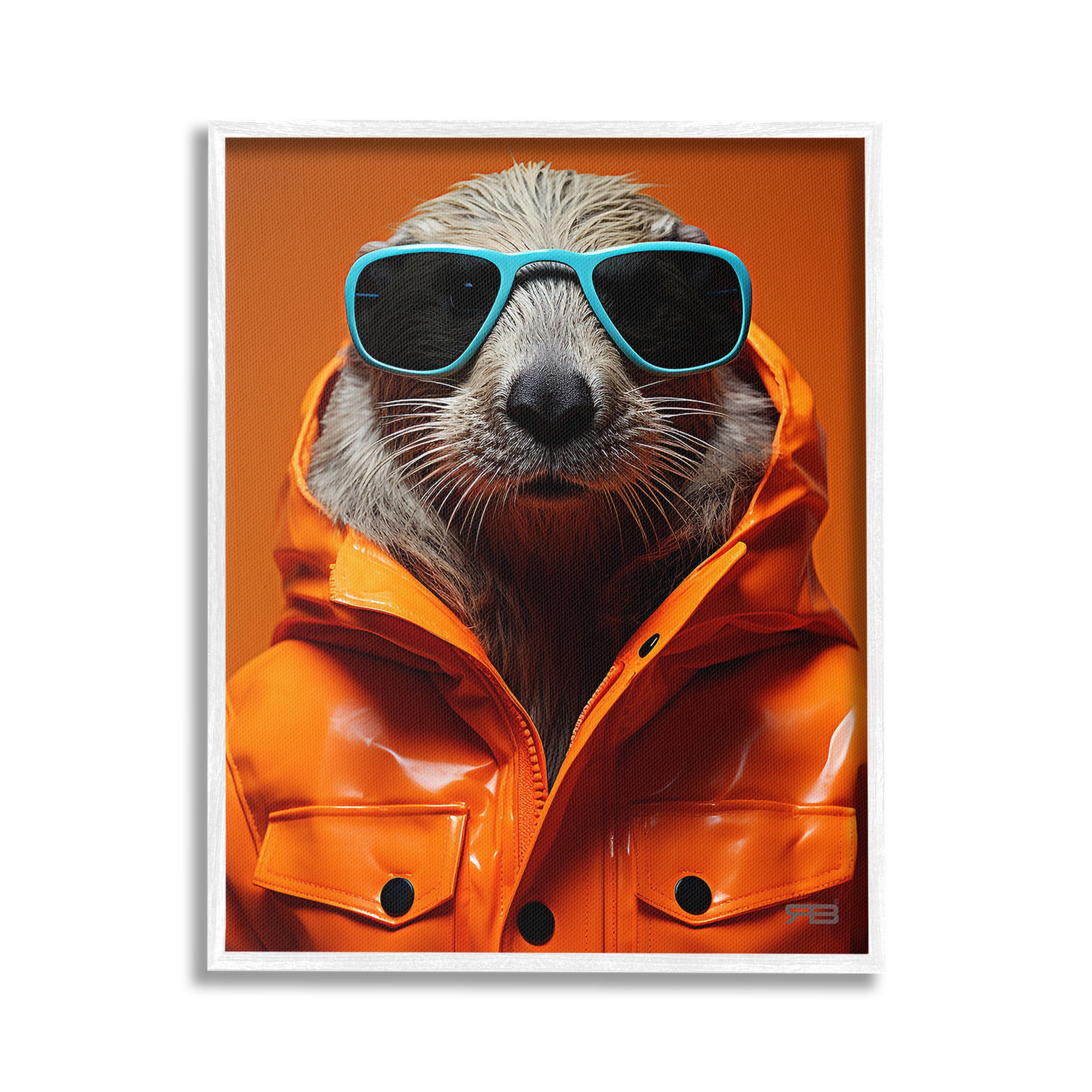Stupell Industries Trendy Otter with Glasses Animals & Insects Painting White Framed Art Print Wall Art, 24 x 30