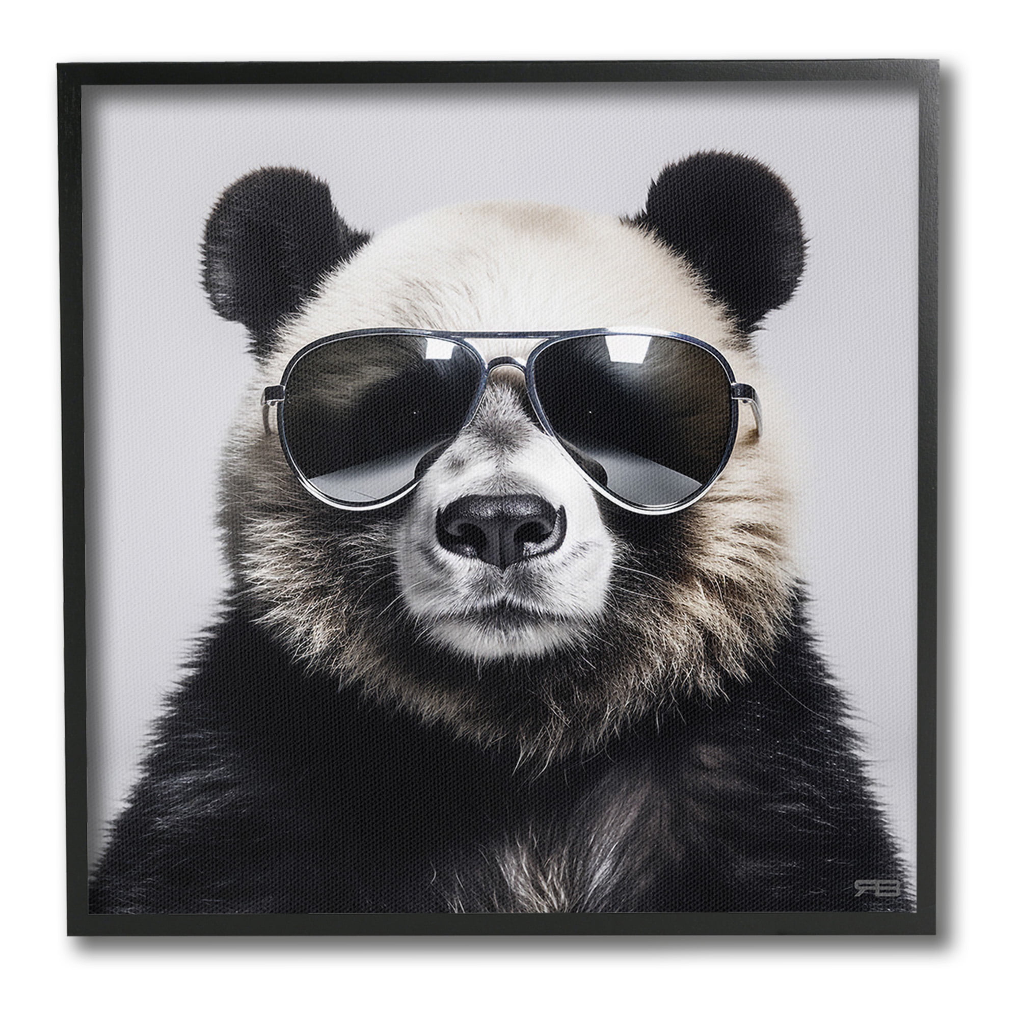 Stupell Industries Trendy Panda in Glasses Animals & Insects Painting Black Framed Art Print Wall Art, 17 x 17