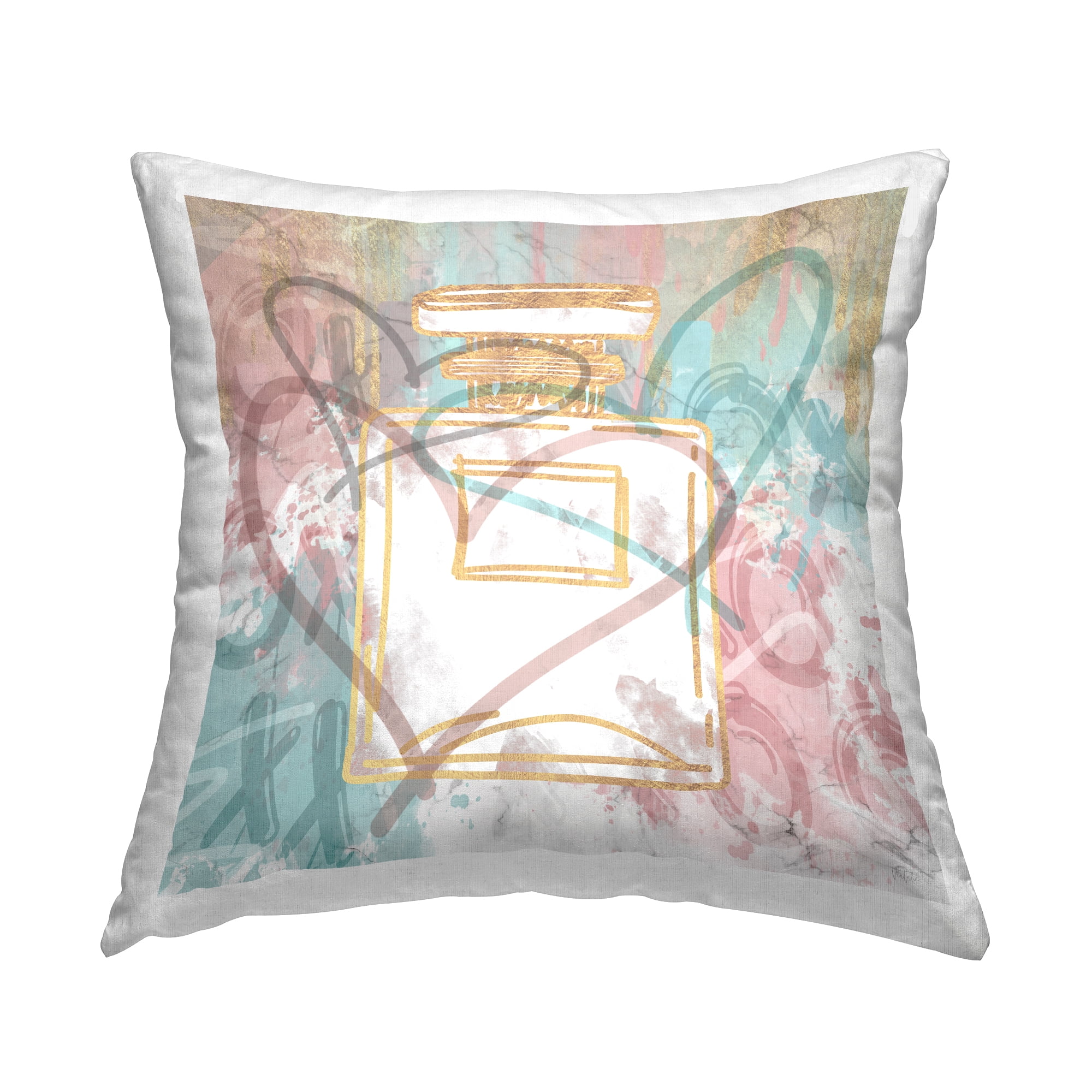 Stupell Industries Trendy Perfume Heart Pattern Decorative Printed Throw Pillow, 18 x 18