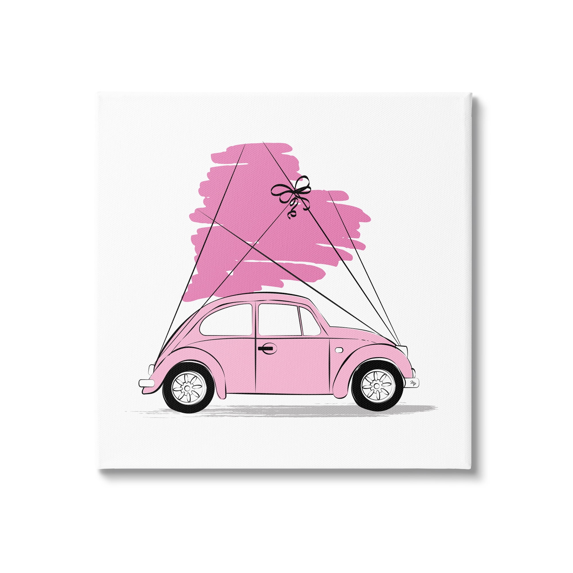 Stupell Industries Trendy Pink Buggy Car Chic Wrapped Heart Graphic Art Gallery Wrapped Canvas Print Wall Art, Design by Martina Pavlova