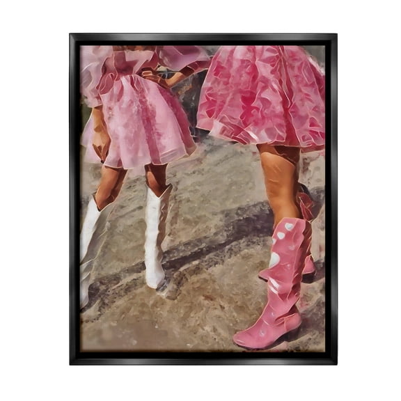 Stupell Industries Trendy Pink Cowgirls Beauty & Fashion Painting Black Floater Framed Canvas Art Print Wall Art, 17 x 21