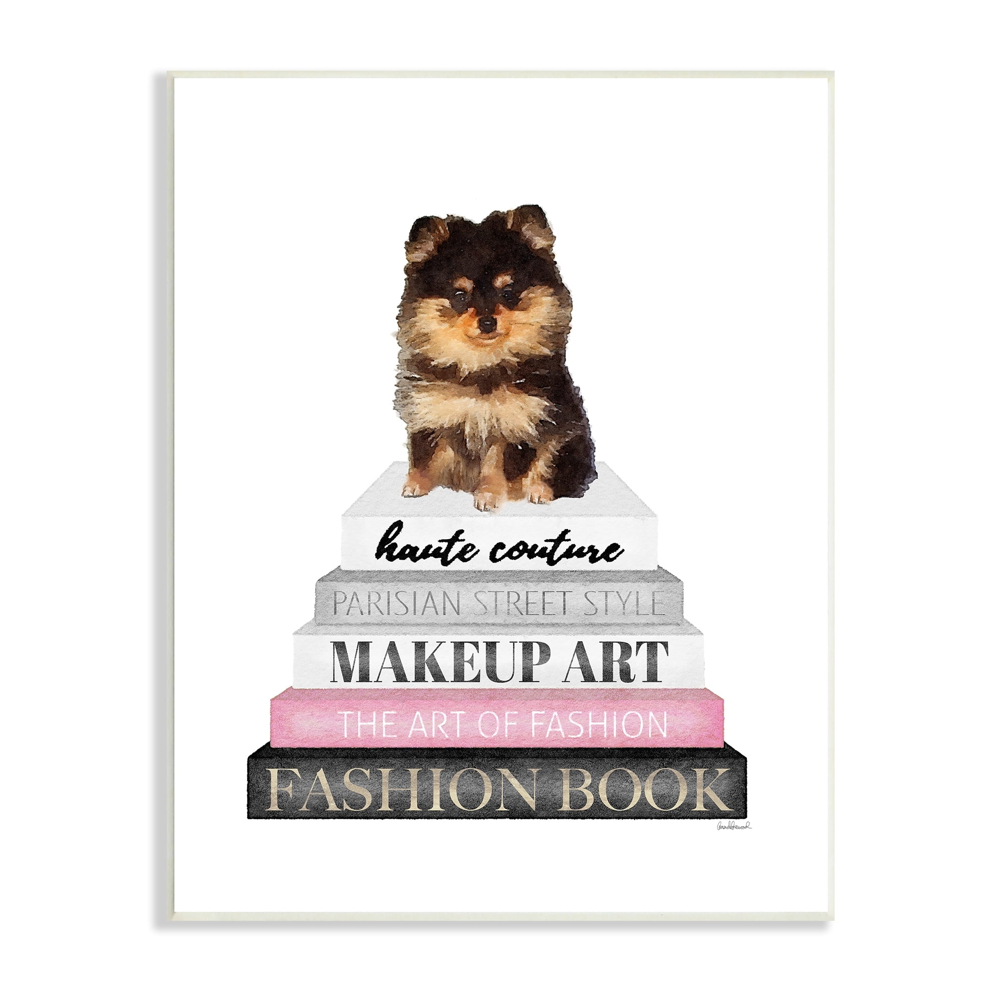 Stupell Industries Trendy Pomeranian Yorkie Dog Small Pet Fashion Stack,13 x 19, Design by Amanda Greenwood
