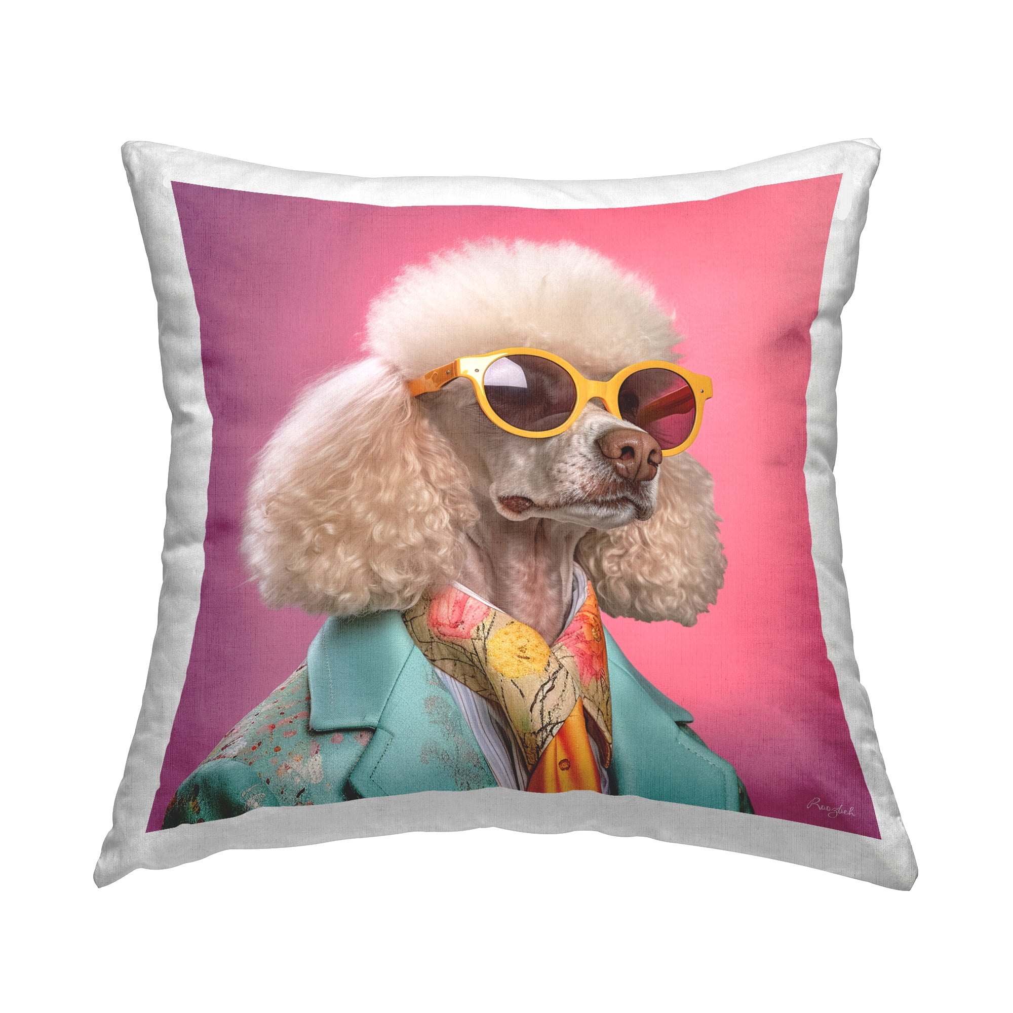 Stupell Industries Trendy Poodle Fashion Decorative Printed Throw Pillow, 18 x 18