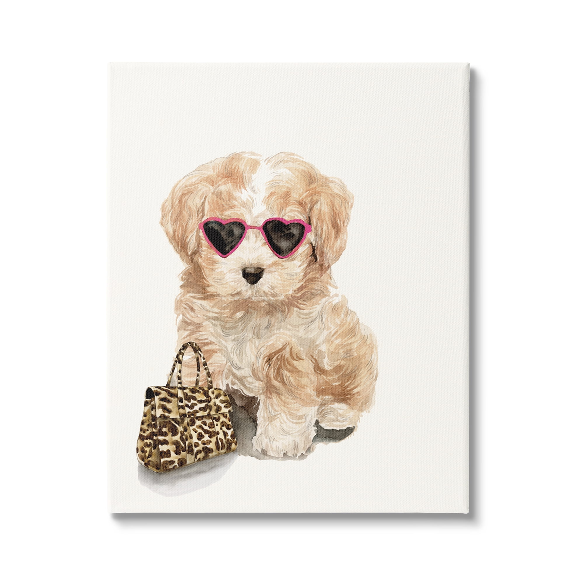 Stupell Industries Trendy Puppy with Purse Animals & Insects Painting Gallery Wrapped Canvas Print Wall Art, 30 x 40
