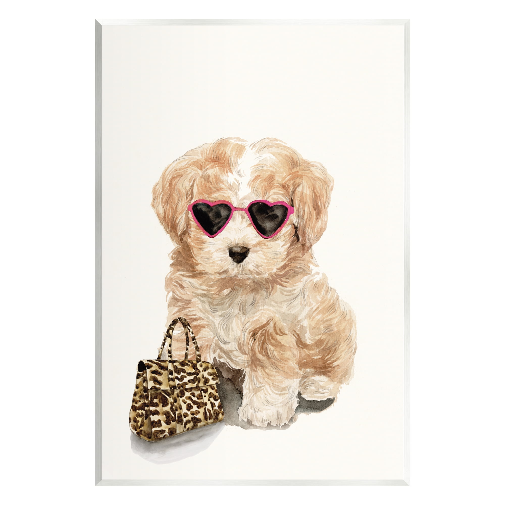 Stupell Industries Trendy Puppy with Purse Animals & Insects Painting Unframed Art Print Wall Art, 10 x 15