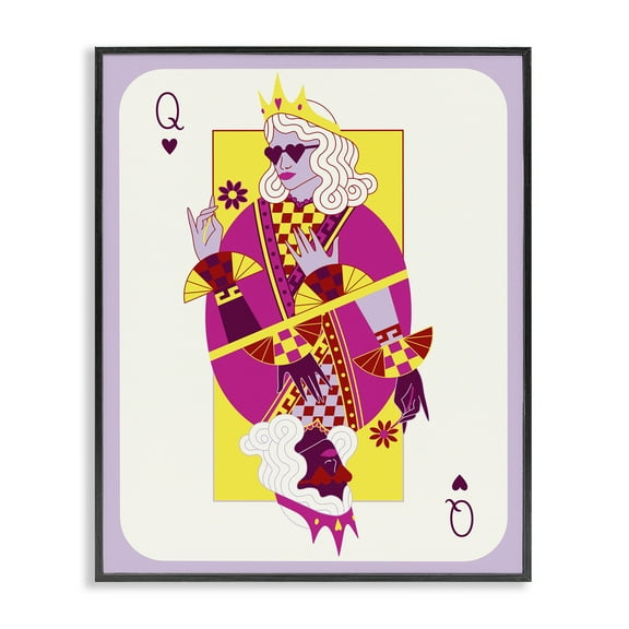 Stupell Industries Trendy Queen Card People Painting Black Framed Art Print Wall Art, 11 x 14