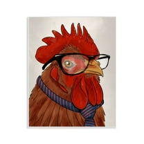 Stupell Industries Trendy Rooster with Tie Animals Painting Unframed Art Print Wall Art, 11 x 14