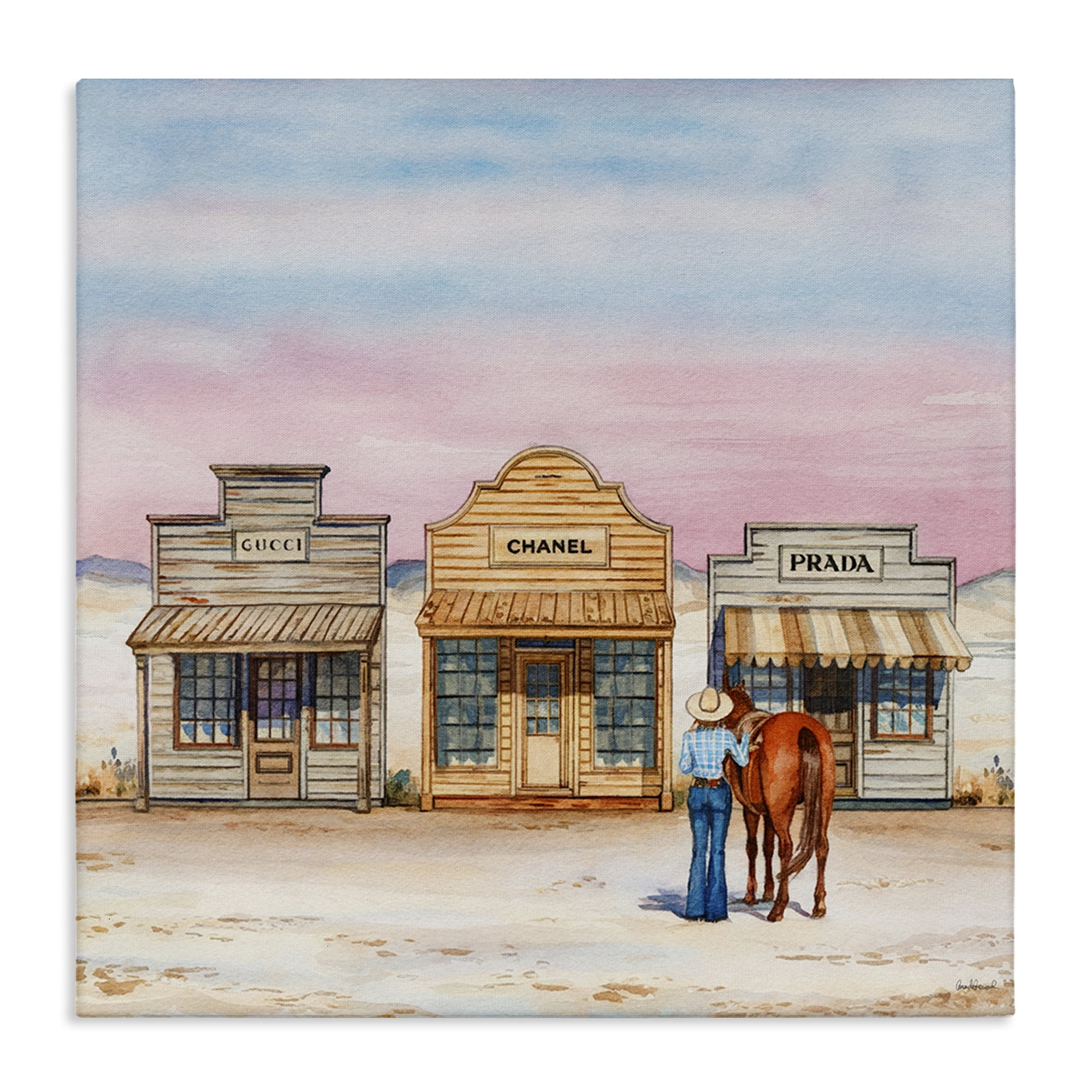 Stupell Industries Trendy Saloon Shops Cowgirl Fashion Painting Wrapped Canvas Art Print Wall Art, 17 x 17