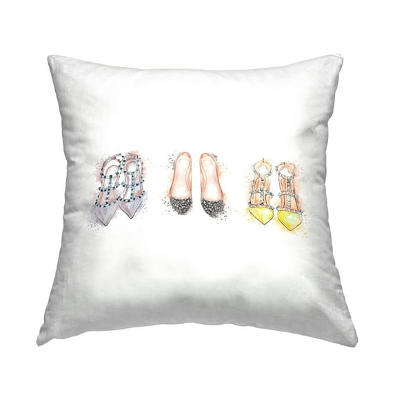 Stupell Industries Trendy Shoes Modern Fashion Square Decorative Printed Throw Pillow, 18 x 18