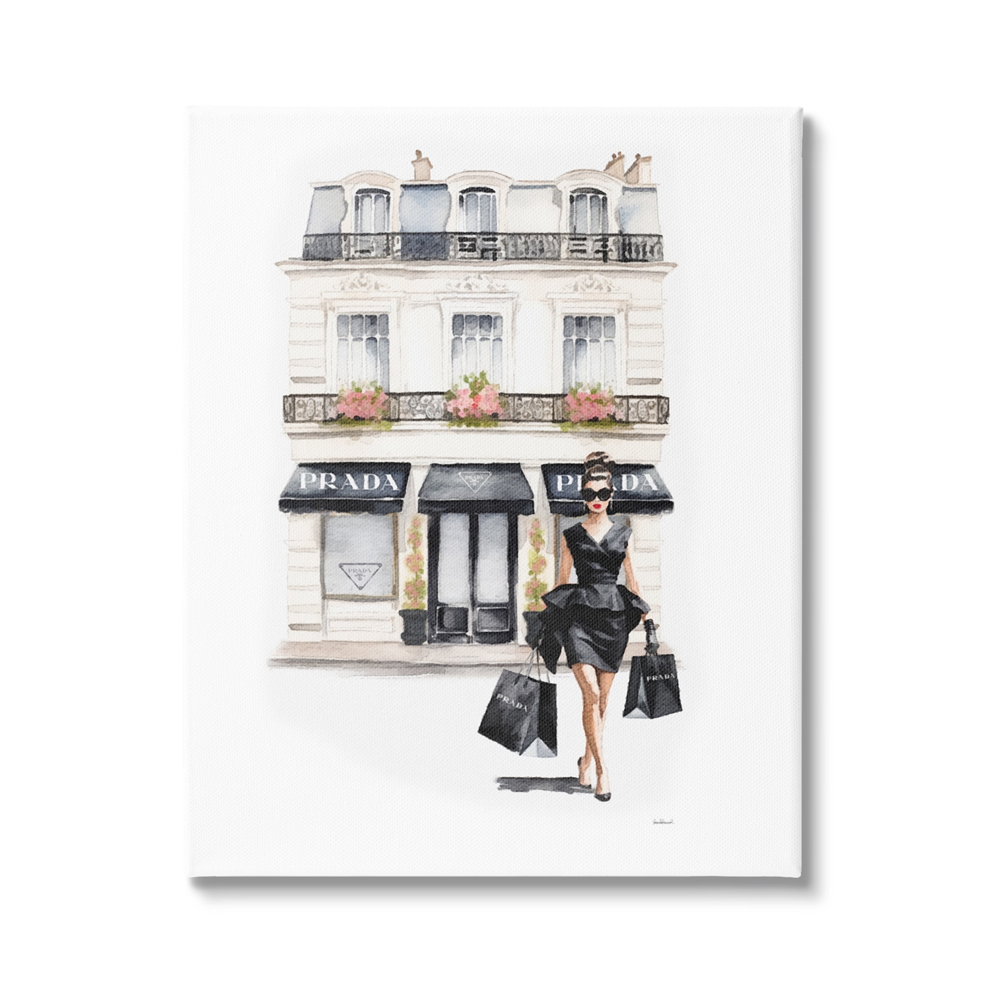 Stupell Industries Trendy Shopping Woman Town & City Painting Gallery Wrapped Canvas Art Print Wall Art, 36 x 48