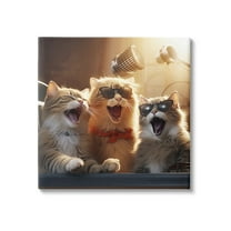 Stupell Industries Trendy Singing Cats Animals & Insects Painting Gallery Wrapped Canvas Art Print Wall Art, 17 x 17