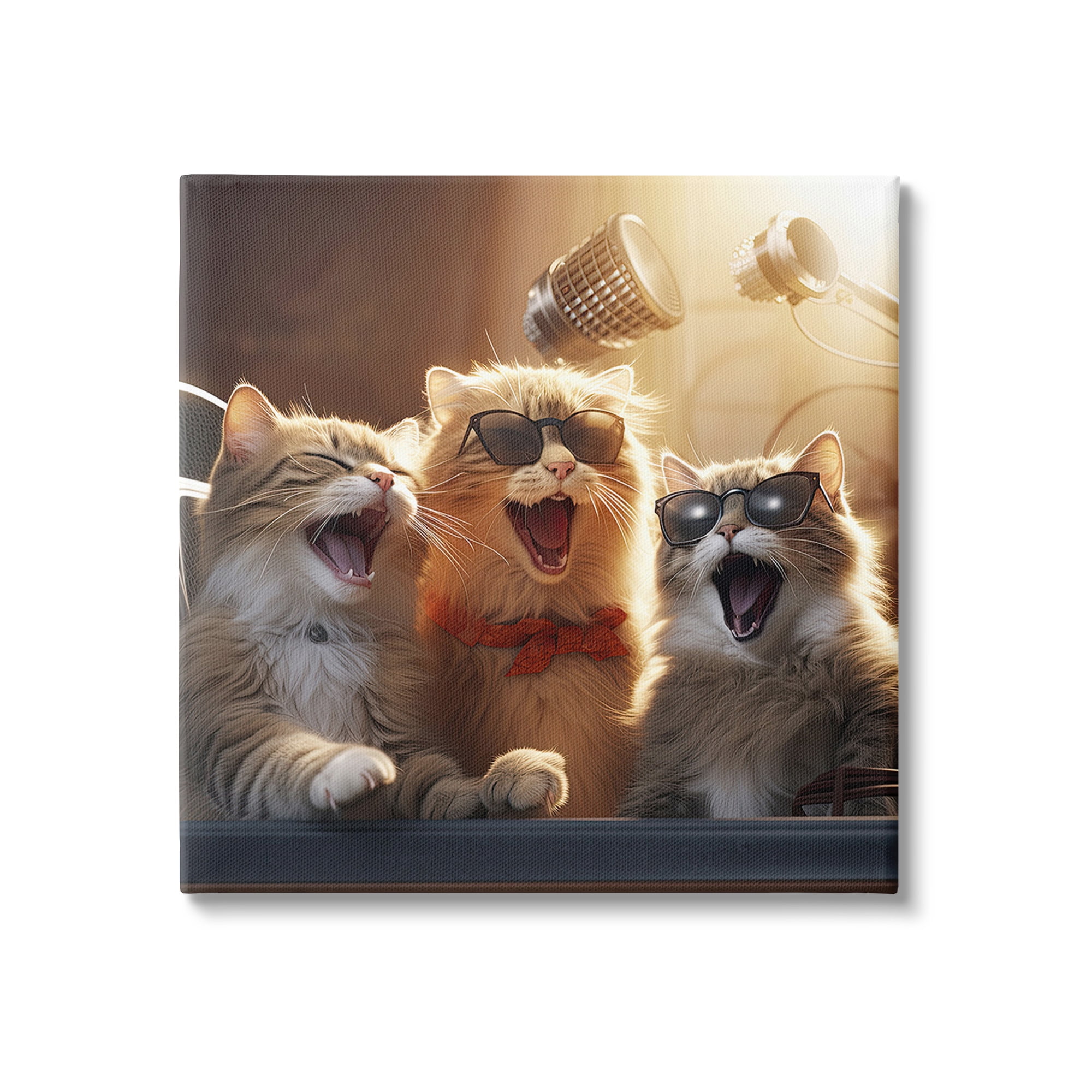 Stupell Industries Trendy Singing Cats Animals & Insects Painting Gallery Wrapped Canvas Art Print Wall Art, 36 x 36