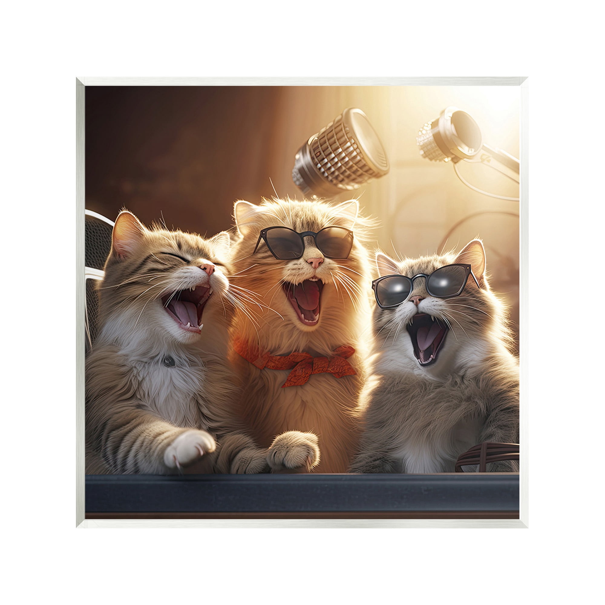 Stupell Industries Trendy Singing Cats Animals & Insects Painting Unframed Art Print Wall Art, 12 x 12