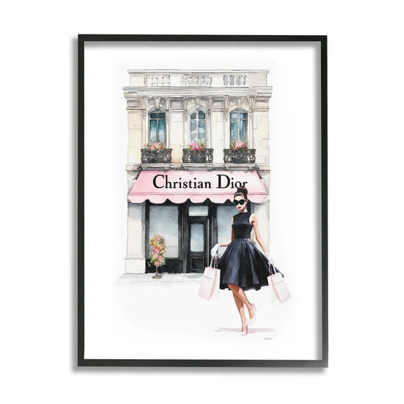 Stupell Industries Trendy Storefront Shopping Town & City Painting Black Framed Art Print Wall Art, 11 x 14