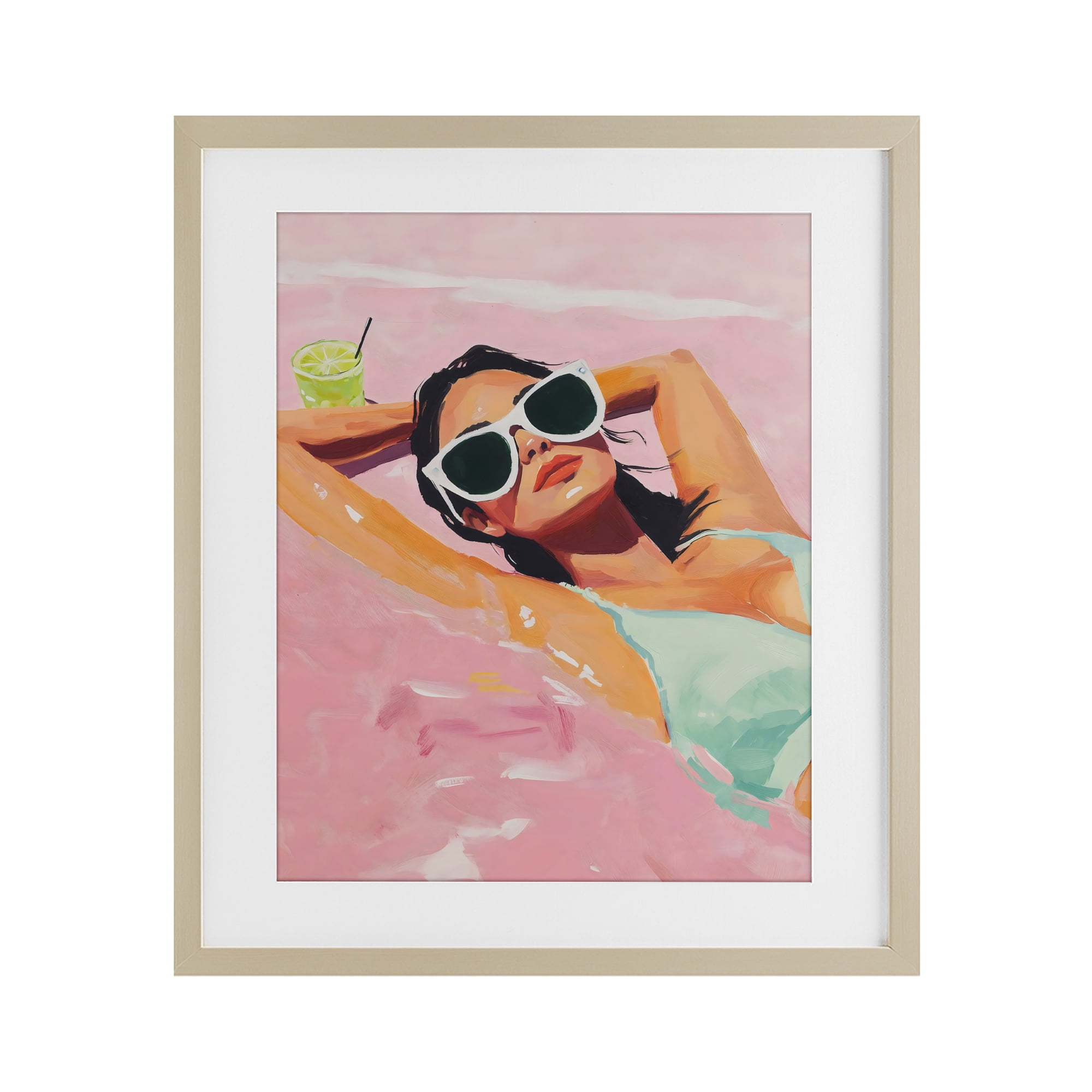 Stupell Industries Trendy Summer Girl Birch Framed Print Under Glass, design by The Prints Vibe
