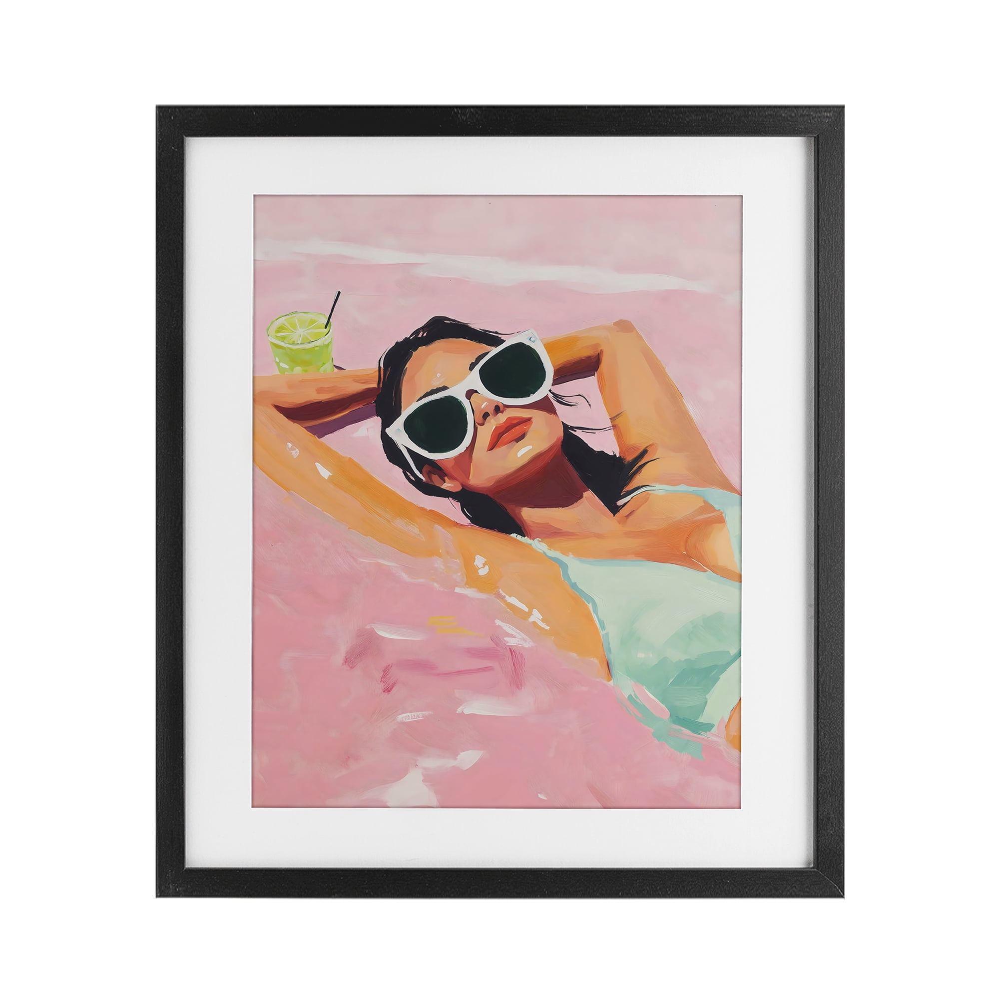 Stupell Industries Trendy Summer Girl Black Framed Print Under Glass, design by The Prints Vibe