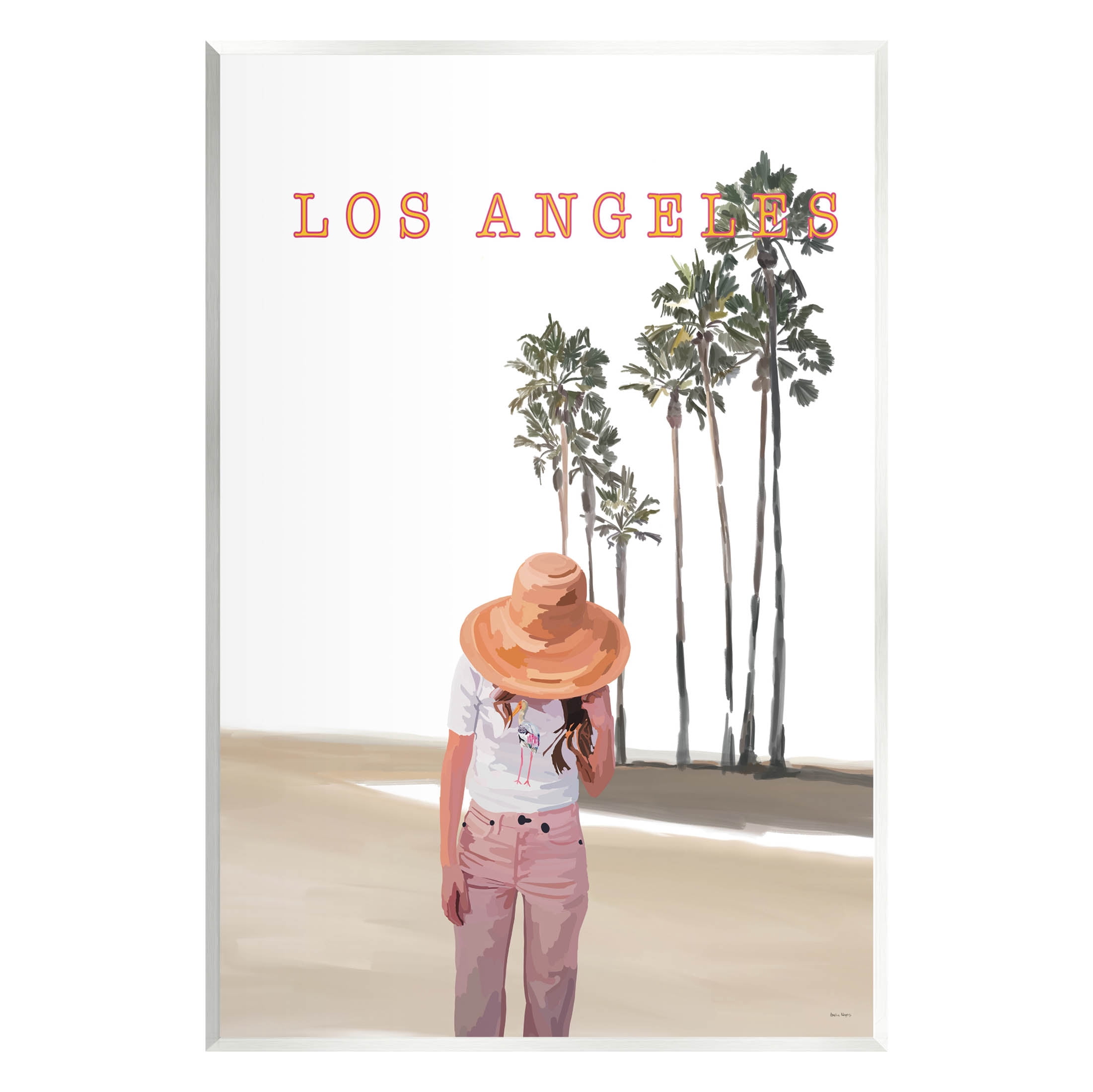 Stupell Industries Trendy Summer Girl Los Angeles Scenery Graphic Art Unframed Art Print Wall Art, Design by Amelia Noyes