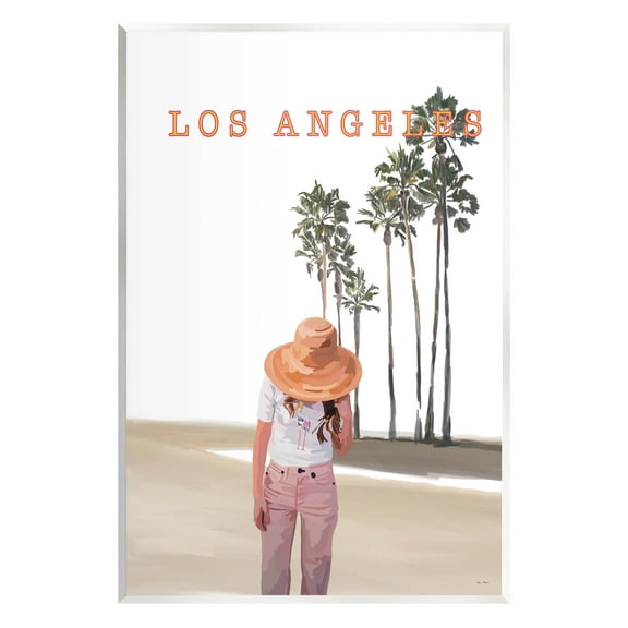 Stupell Industries Trendy Summer Girl Los Angeles Scenery Graphic Art Unframed Art Print Wall Art, Design by Amelia Noyes