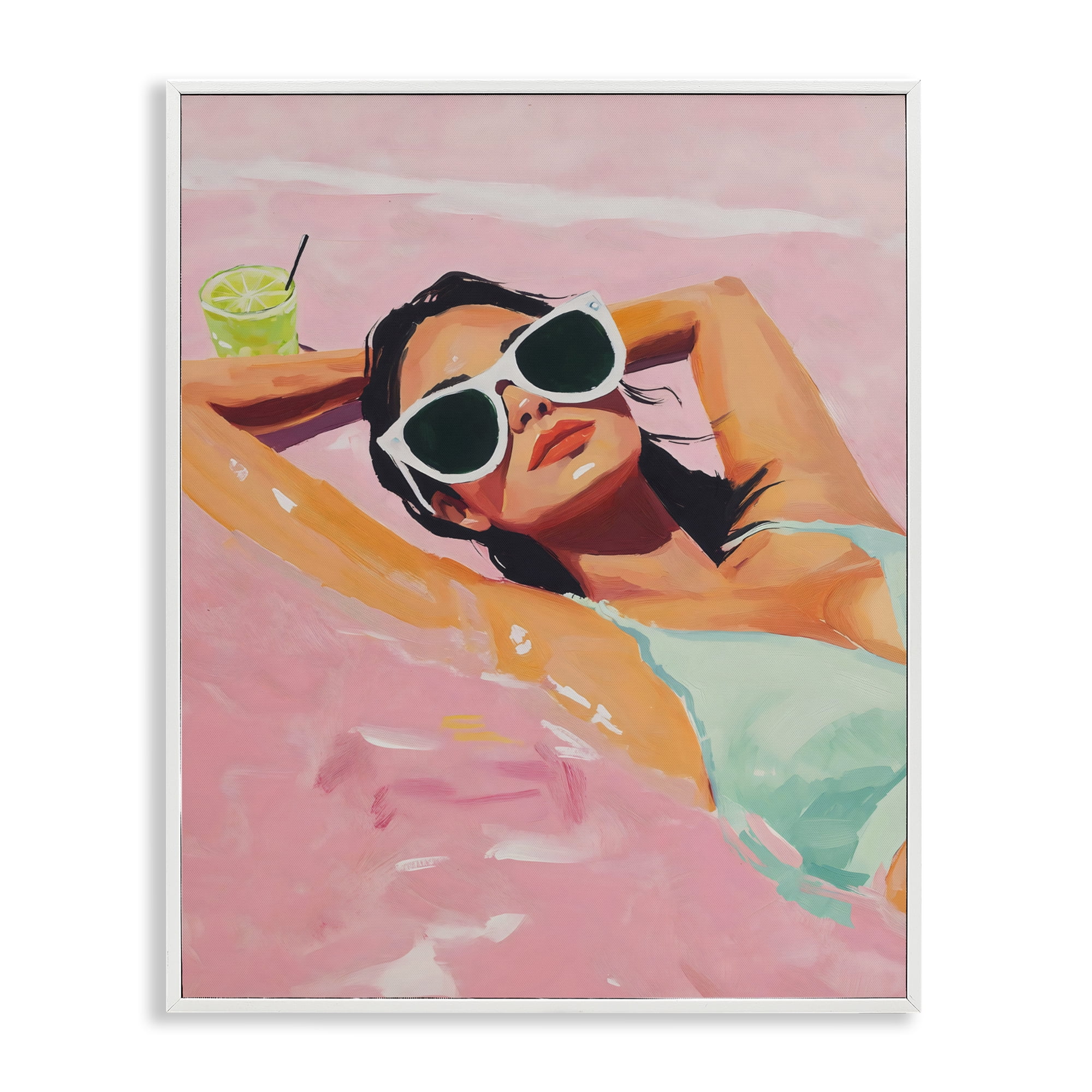 Stupell Industries Trendy Summer Girl White Framed Giclee Art, design by The Prints Vibe