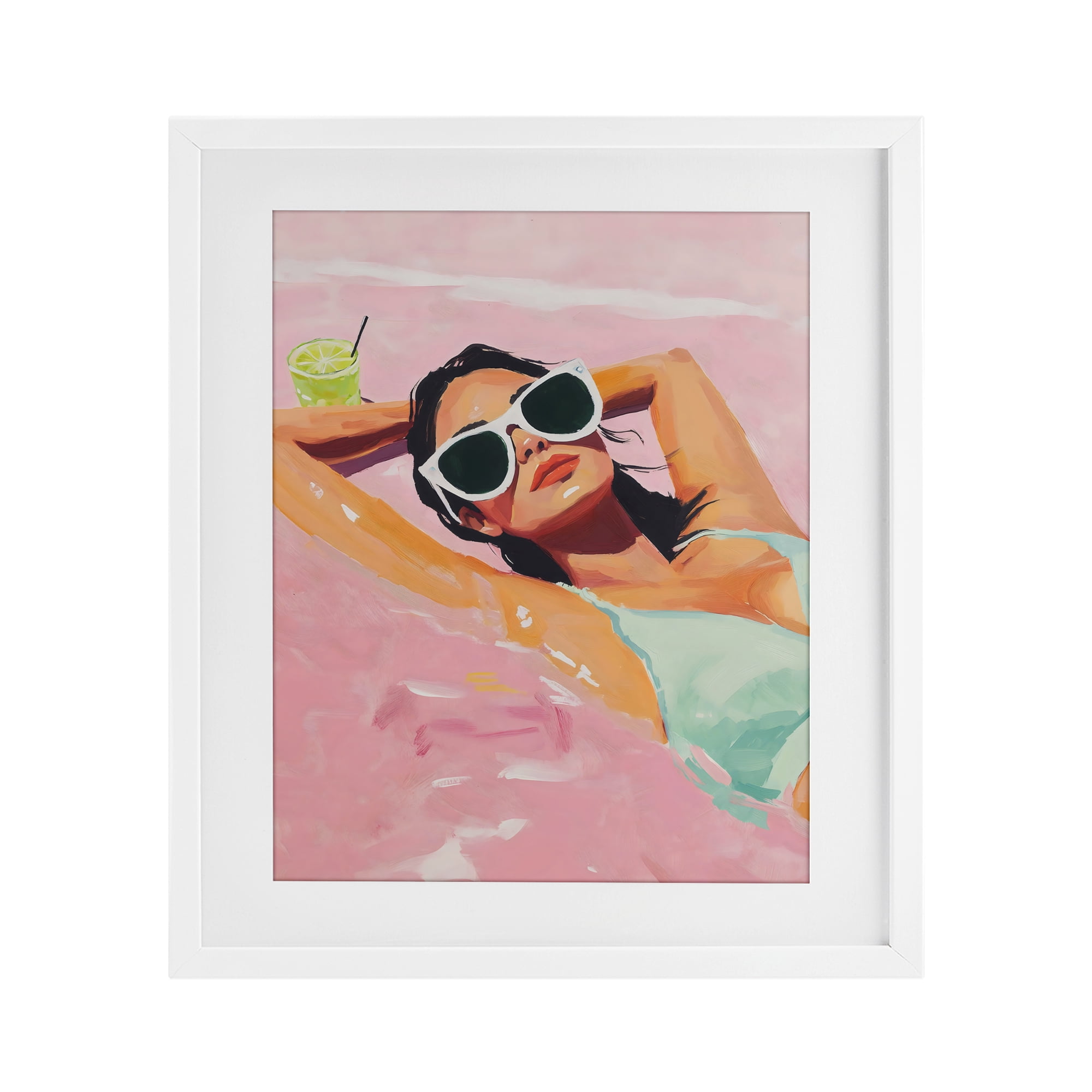 Stupell Industries Trendy Summer Girl White Framed Print Under Glass, design by The Prints Vibe