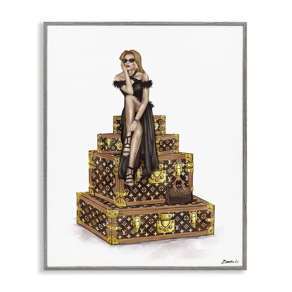 Stupell Industries Modern Trendy Travel Female Gray Framed Giclee Art, 16 x 20, by Ziwei Li