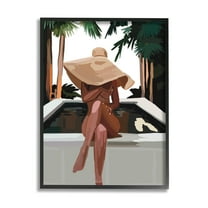 Stupell Industries Trendy Upscale Woman Tropical Summer Hot Tub Graphic Art Black Framed Art Print Wall Art, Design by Amelia Noyes