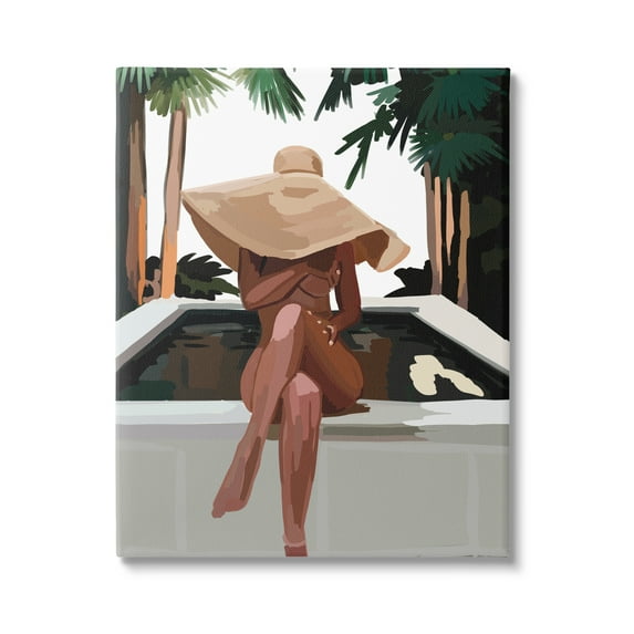 Stupell Industries Trendy Upscale Woman Tropical Summer Hot Tub Graphic Art Gallery Wrapped Canvas Print Wall Art, Design by Amelia Noyes