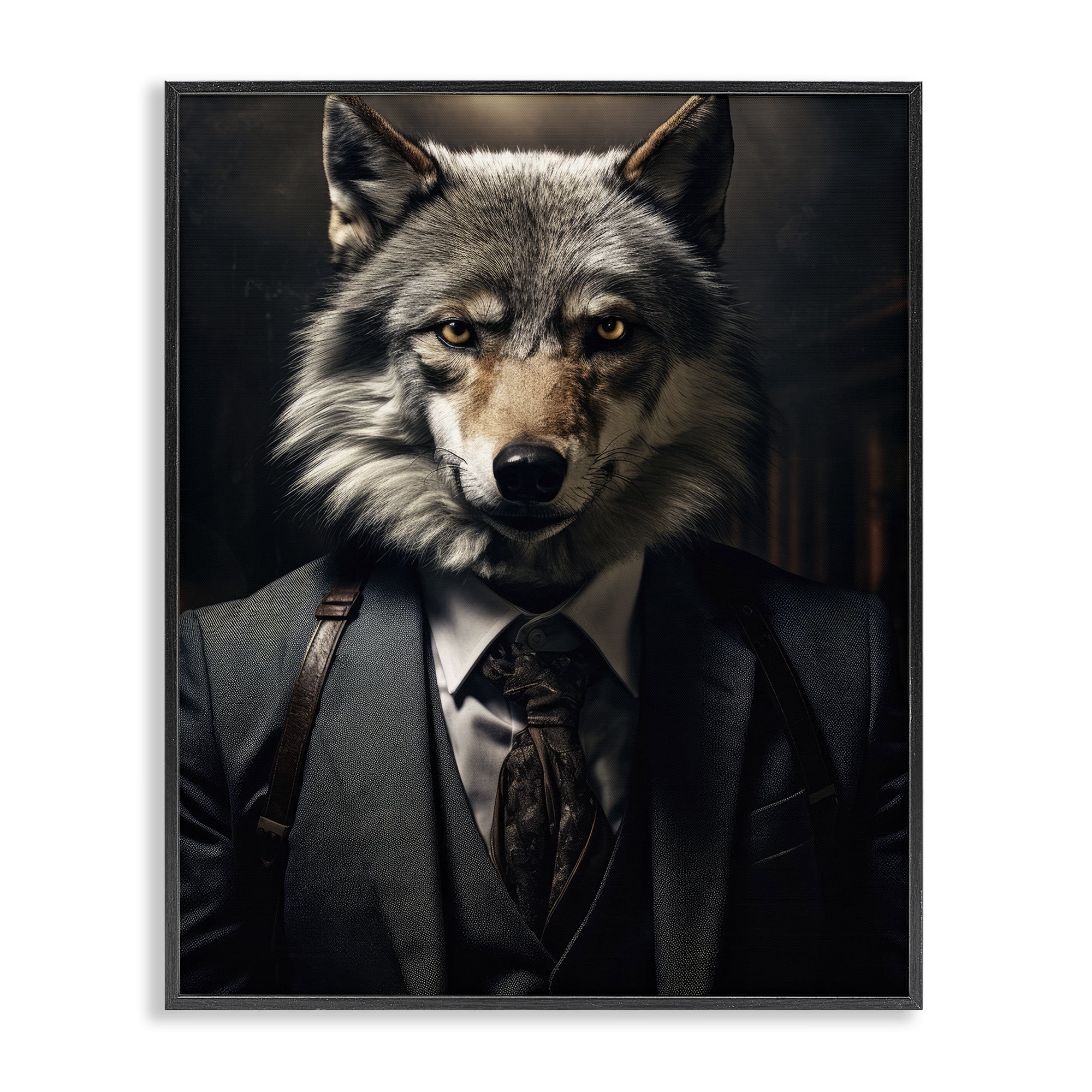 Stupell Industries Trendy Wall Street Wolf Black Framed Giclee Art, design by Ray Powers