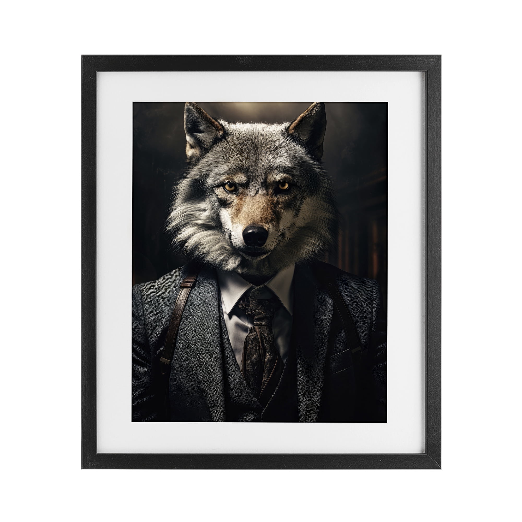 Stupell Industries Trendy Wall Street Wolf Black Framed Print Under Glass, design by Ray Powers