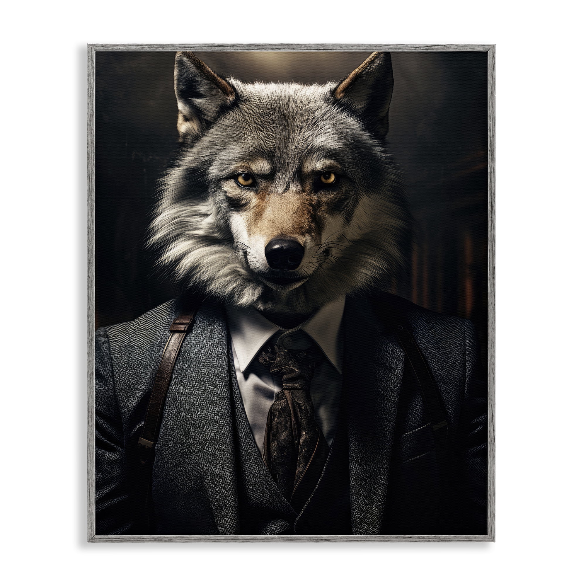 Stupell Industries Trendy Wall Street Wolf Gray Framed Giclee Art, design by Ray Powers