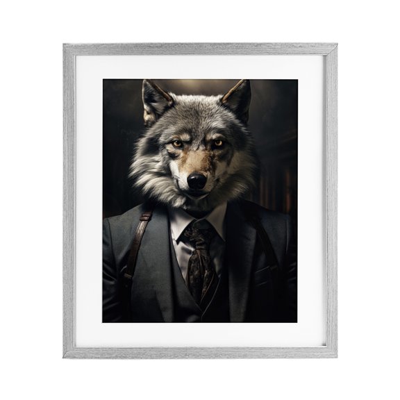 Stupell Industries Art Deco Trendy Wall Street Wolf Gray Framed Print Under Glass, 13 x 16, by Ray Powers