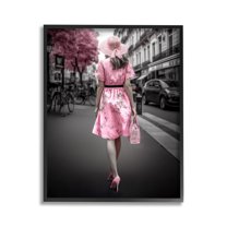 Stupell Industries Trendy Woman in City Travel & Places Painting Black Framed Art Print Wall Art, 11 x 14
