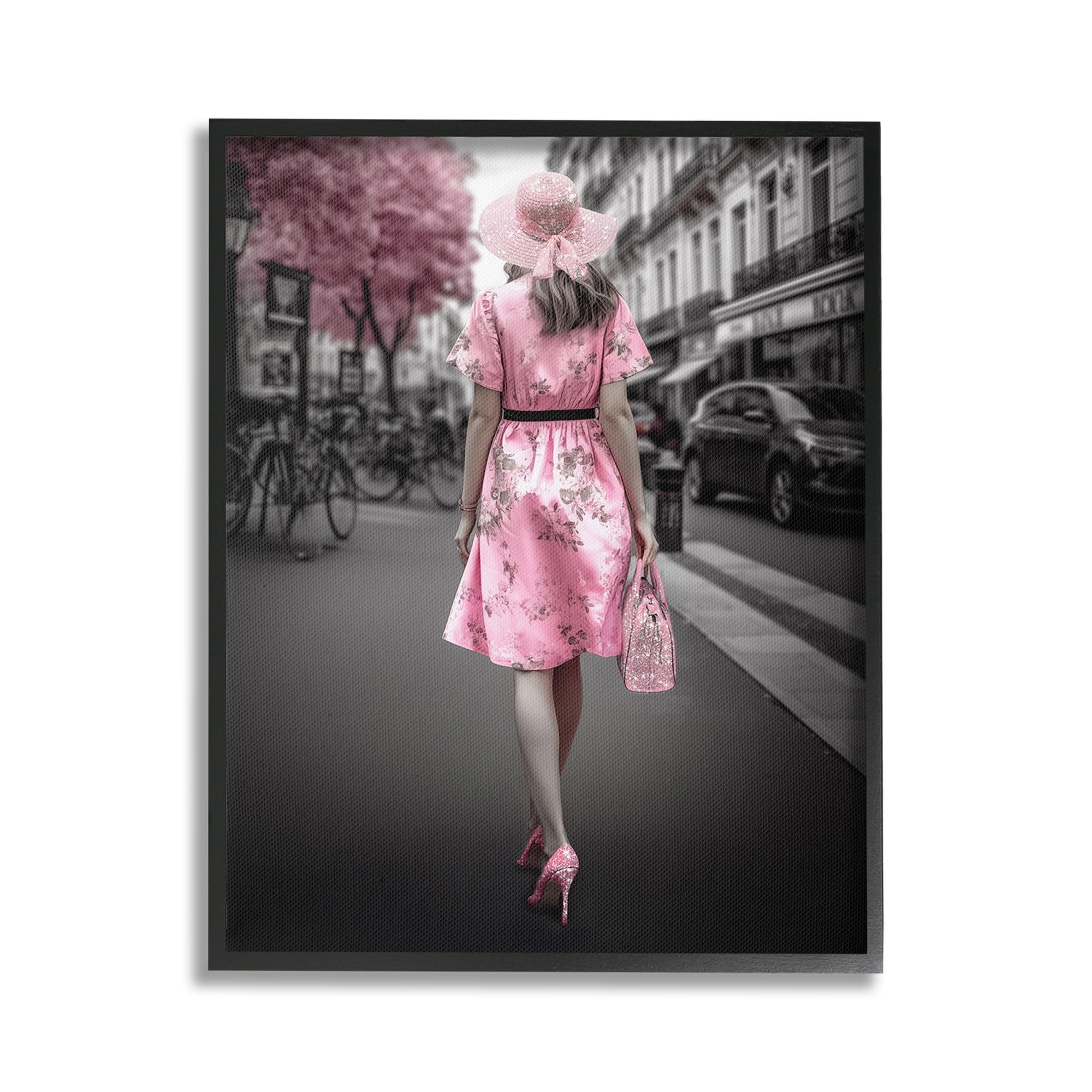 Stupell Industries Trendy Woman in City Travel & Places Painting Black Framed Art Print Wall Art, 16 x 20