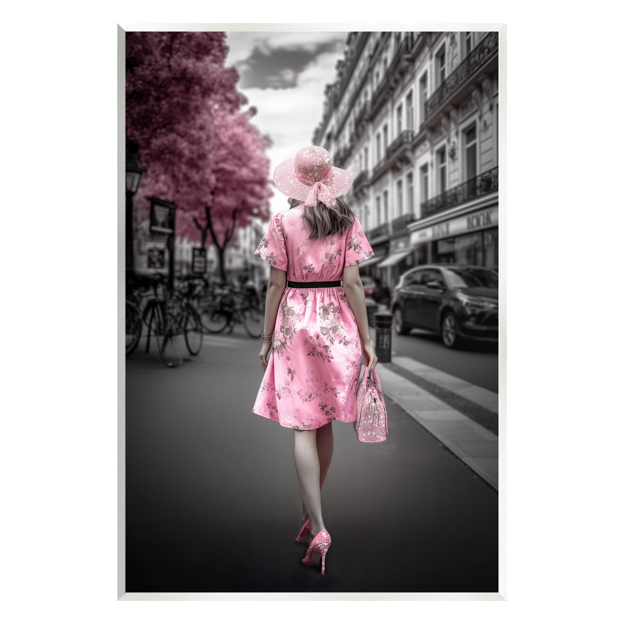 Stupell Industries Trendy Woman in City Travel & Places Painting Unframed Art Print Wall Art, 13 x 19